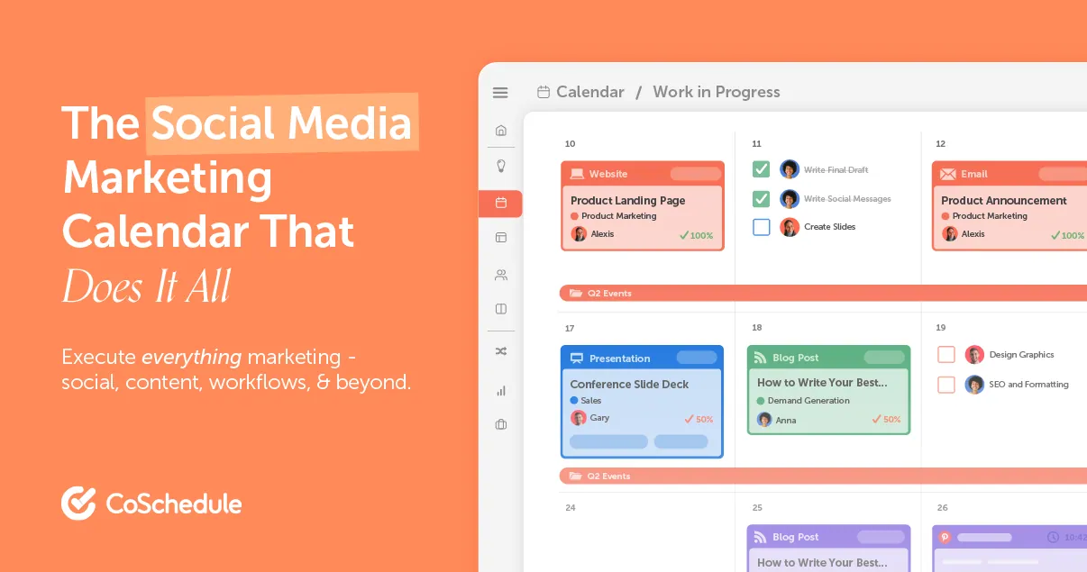 CoSchedule promotional image showing its marketing calendar